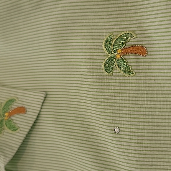 Tia Designs 3/4 sleeves coconut tree patches button down shirt size Large - Picture 13 of 13